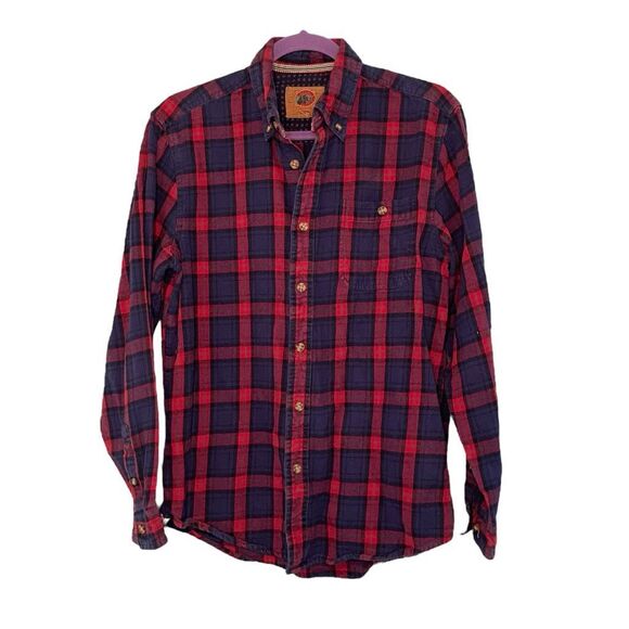 Boston Traders Flannel Button Down Shirt Red Blue Green Black Buffalo Plaid Medi - Picture 1 of 7